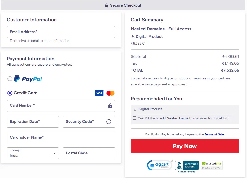Fast Wealth Checkout Page